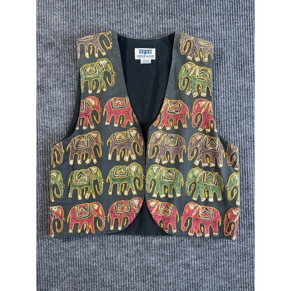 SOHO COMPAGNIE Other - SOHO COMPAGNIE Black Multicolor Elephant Embroidered Vest Size M